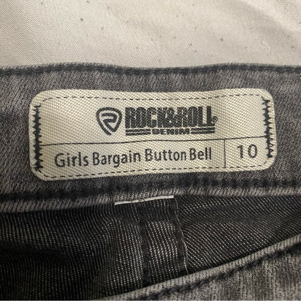 Rock & Roll Girls Bell Bottom Jeans Size 10 Gray Denim - Picture 3 of 4